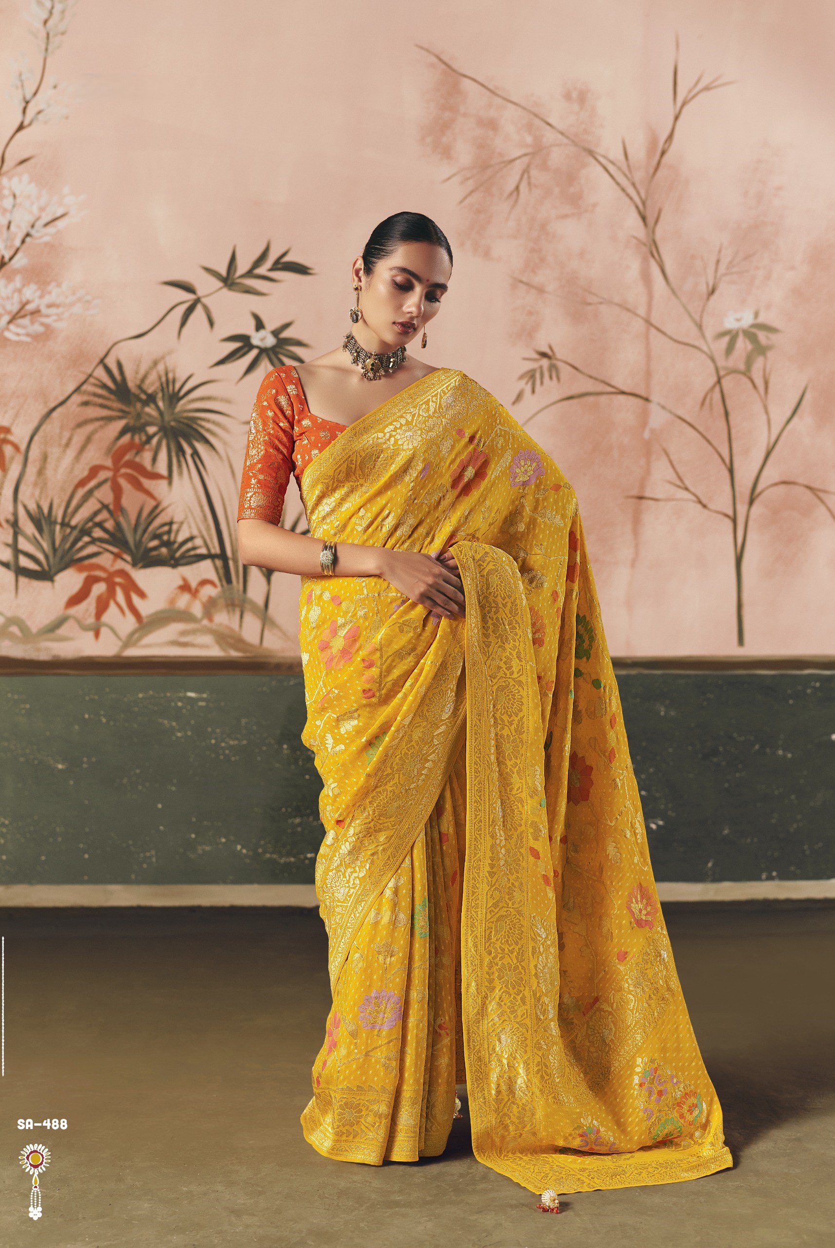 Bandhani Designer Weaving Work & Beautiful Tassel Beauty Saree